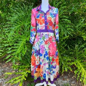 NWT Dalia MacPhee  Floral Printed  Fit & Flare Midi Dress  Size: M